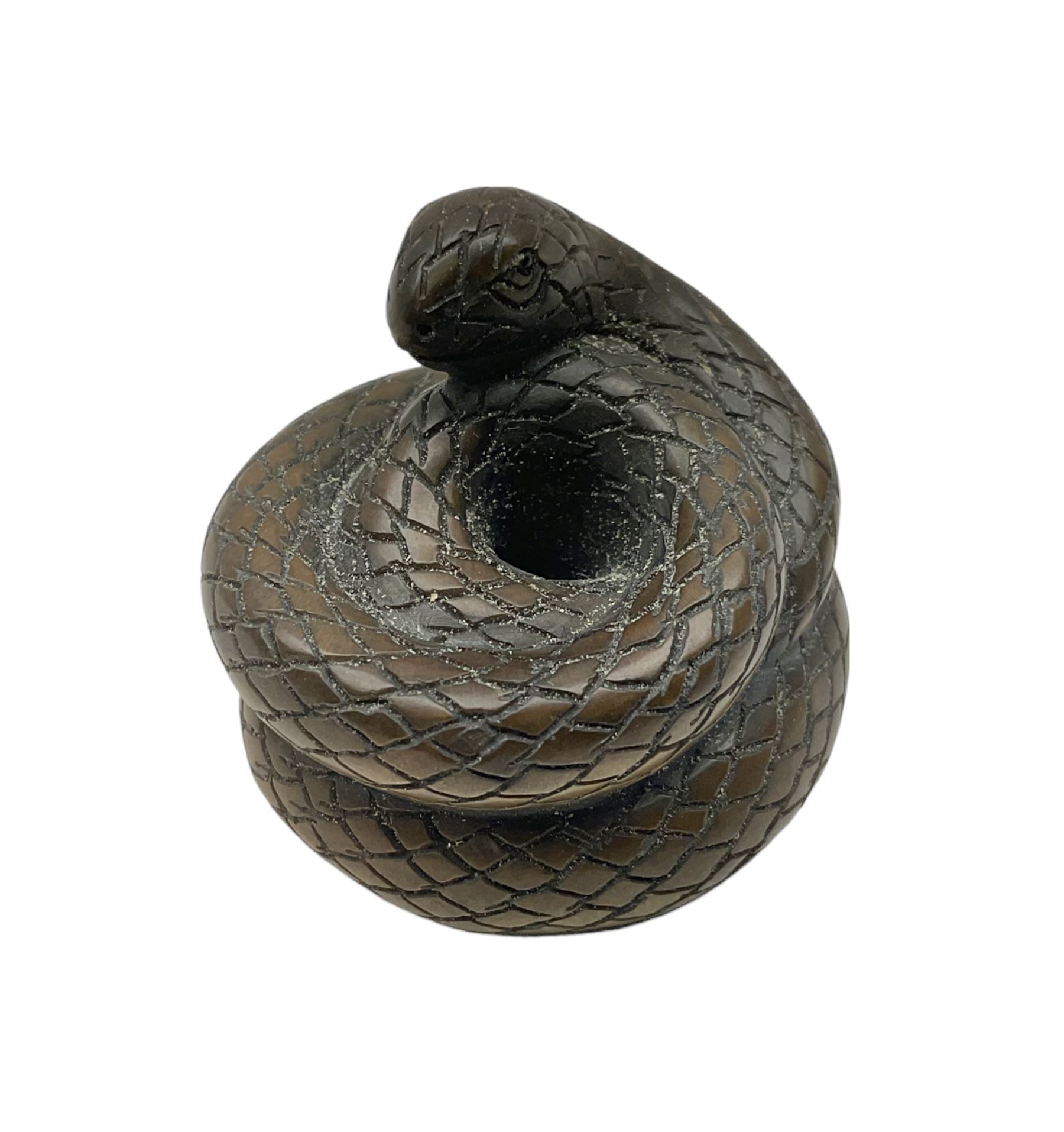 Netsuke in the form of a snake, signed to base