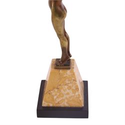 After Paul Philippe, Le Reveil, patinated bronze, upon a marble base, H30cm