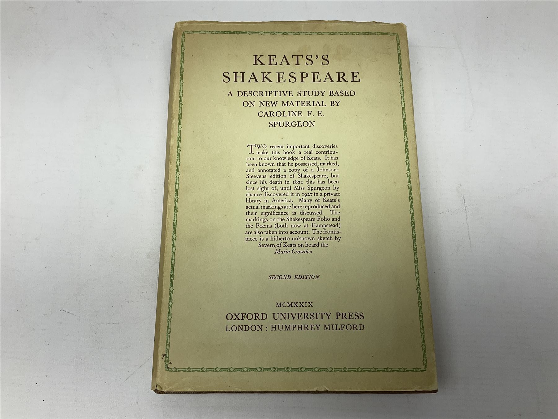 Limited edition The Library Shakespeare, no 2298/4000, illustrated by Sir John Gilbert, George Cruikshank and R. Dudley, pub. Midpoint Press, Really Useful Map Company Limited 2007, green cloth hardback with gilt titles and decoration and silvered edges, together with other Shakespeare related books comprising Keate's Shakespeare pub. Oxford University Press 1929, set of three Olive Classics and The Histories, pub. Collins 1966 (6)