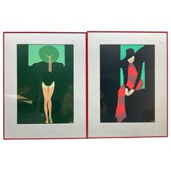 Amleto dalla Costa (Italian 1929-): Art Deco Female Portrait, pair colour prints 47cm x 33cm (2)