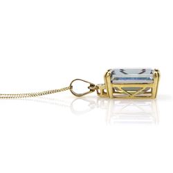 9ct gold emerald cut mystic topaz and diamond pendant necklace, stamped 375