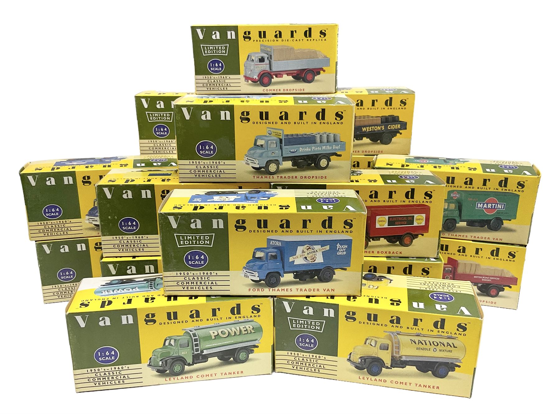 Nineteen Lledo Vanguards 1:64 scale 1950's-1960's Classic Commercial Vehicles die-cast models, all boxed (19)
