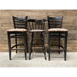 Seven chrome framed tall ball stools with upholstered seat and three other tall stools (10)