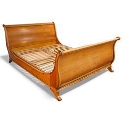 And So To Bed - ‘Raphael’ 5ft king size cherry wood sleigh bedstead, shaped and panelled s...
