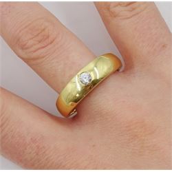 14ct gold gypsy set single stone cubic zirconia ring, stamped 585