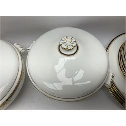 Wedgwood Cavendish pattern dinner service for twelve, comprising dinner plates, side plates, bowls, soup bowls, two tureens, saucer boat and sauce, together with matching part coffee service (82) 