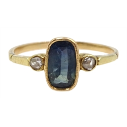 Victorian 18ct gold three stone sapphire and diamond ring