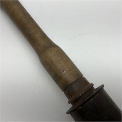 WW1 practice Mills bomb stamped 'A.L. & Co 1917 No.23 Mk.II' H10cm; and reproduction WW2 German stick grenade (2)