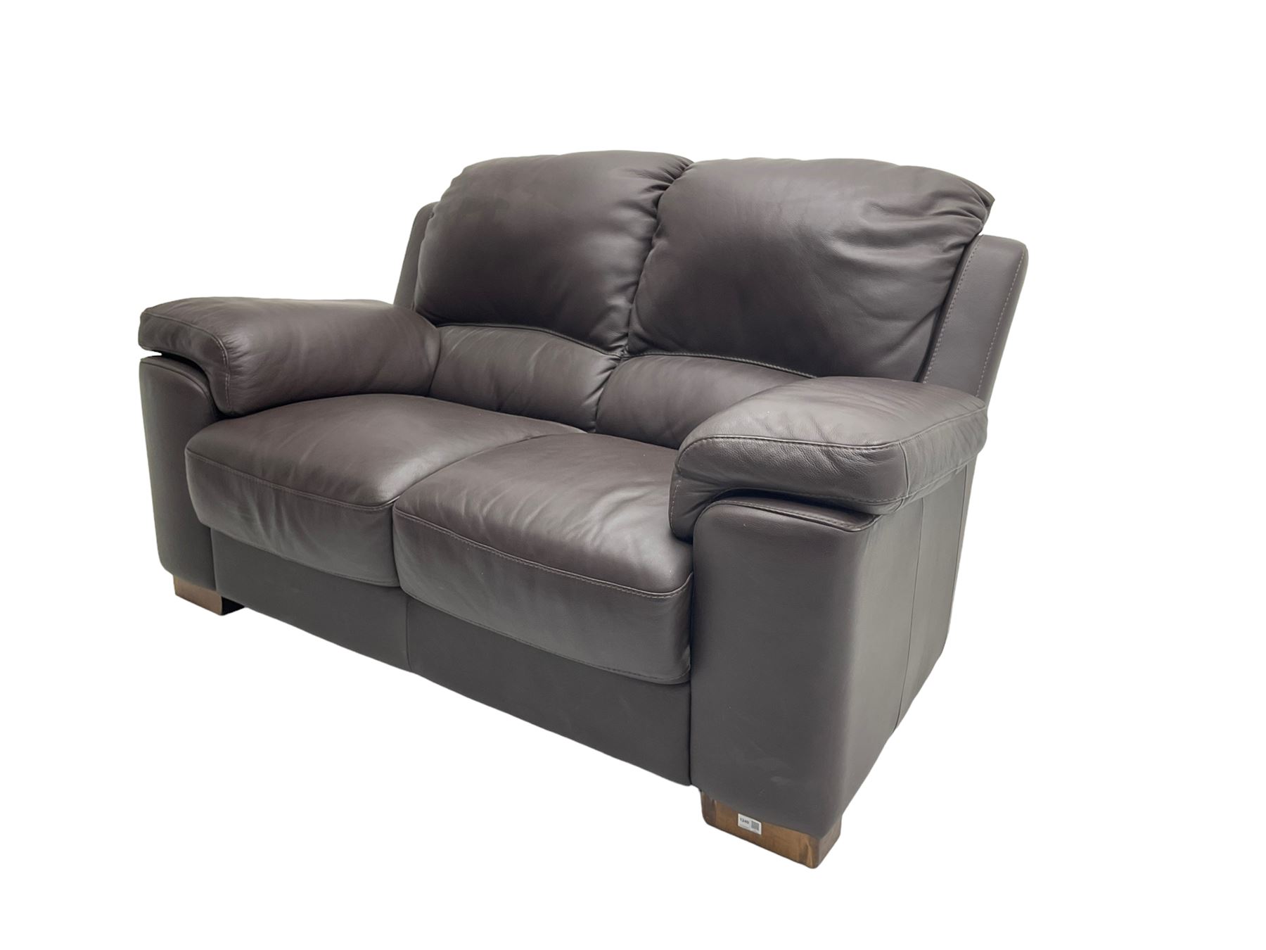 Rogers of York - pair two seat sofas, upholstered in soft brown leather