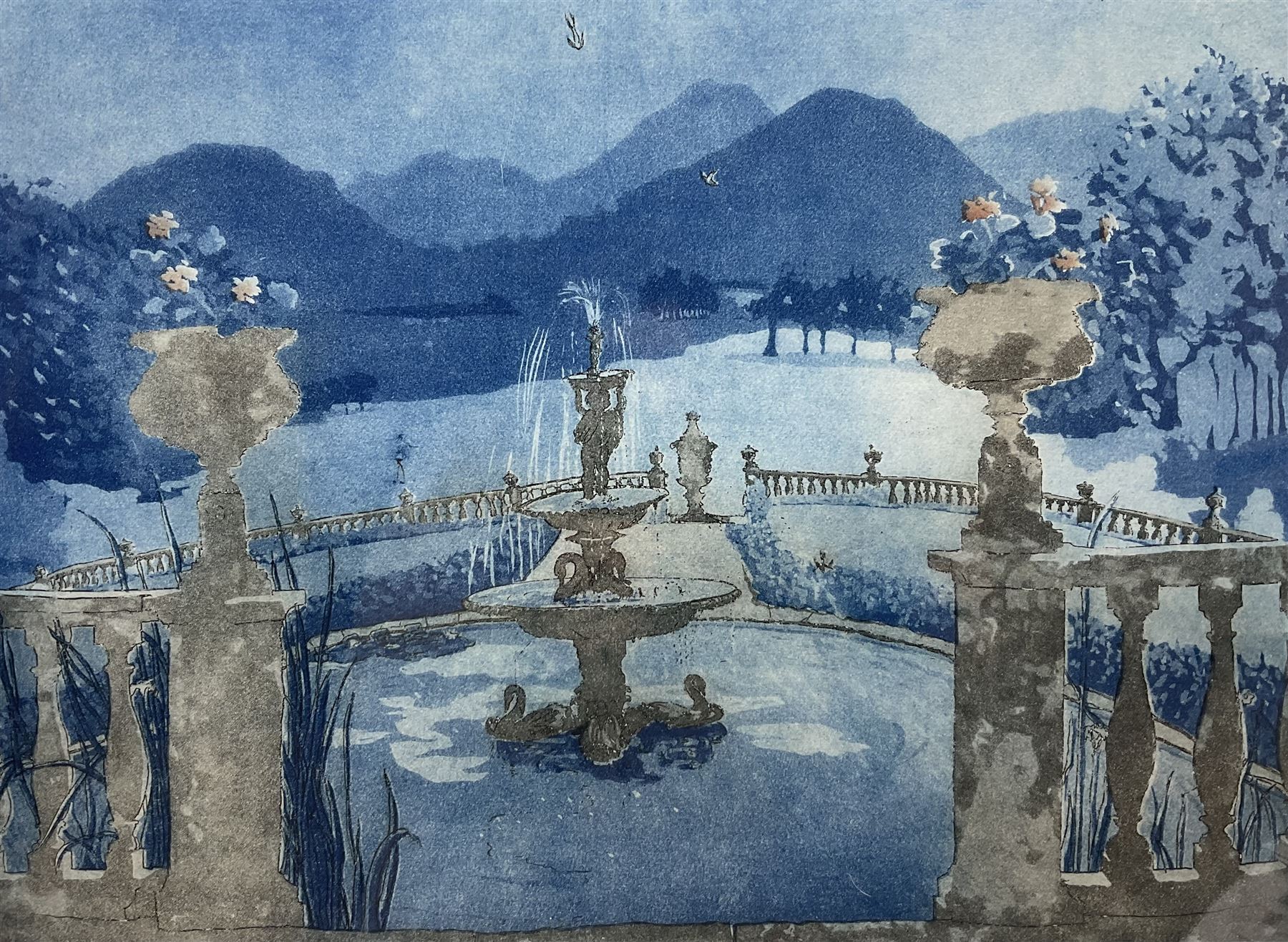 Patrick Procktor RA (British 1936-2003): 'Nocturne in North Wales', limited edition etching and coloured aquatint signed and numbered in 65/150 in pencil pub. Christie's Contemporary Art 1976 with blindstamp 34.5cm x 47cm with full margins