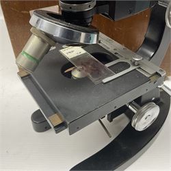 20th century W. Watson & Sons binocular microscope no 98191, in original box, together with W. Watson & Sons Kima microscope no 107846, in original box and Cooke Troughton & Simms binocular microscope no 467926