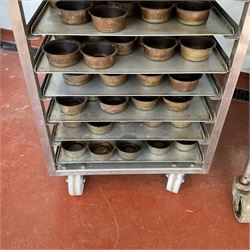 Three stainless steel 20 tray trolley racks with trays (pie tins not included) - THIS LOT IS TO BE COLLECTED BY APPOINTMENT FROM DUGGLEBY STORAGE, GREAT HILL, EASTFIELD, SCARBOROUGH, YO11 3TX