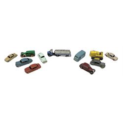 Various Continental Makers - five unboxed and playworn Marklin/German die-cast models including BV-Aral tanker lorry; BMW 501/502 saloon car; Karmann Ghia Coupe; Borgward Isabella car etc; four French models (one plastic); Joal Bulldozer; Vitesse Portugal Mercedes-Benz and Trabant 601 cars (12)