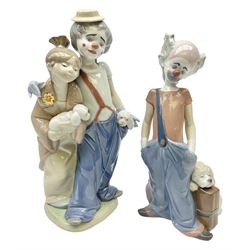 Two Lladro figures, comprising Pals Forever no 7686 and Destination Big Top no 6245, both with original boxes, largest example H23cm  