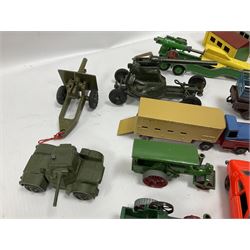 Various makers - over fifty unboxed and playworn 1960s die-cast models by Dinky, Corgi, Britains, Lesney/Matchbox etc including cars, commercial, agricultural and military items