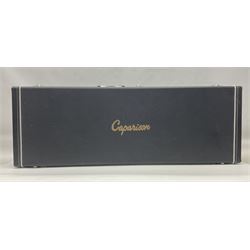 2015 Japanese Caparison Dellinger Prominence hand made boutique rock guitar in spectrum blue with clock inlays and Scaller tremolo; serial no.3200018; L100cm; in fitted case with certificate, registration card, tools etc