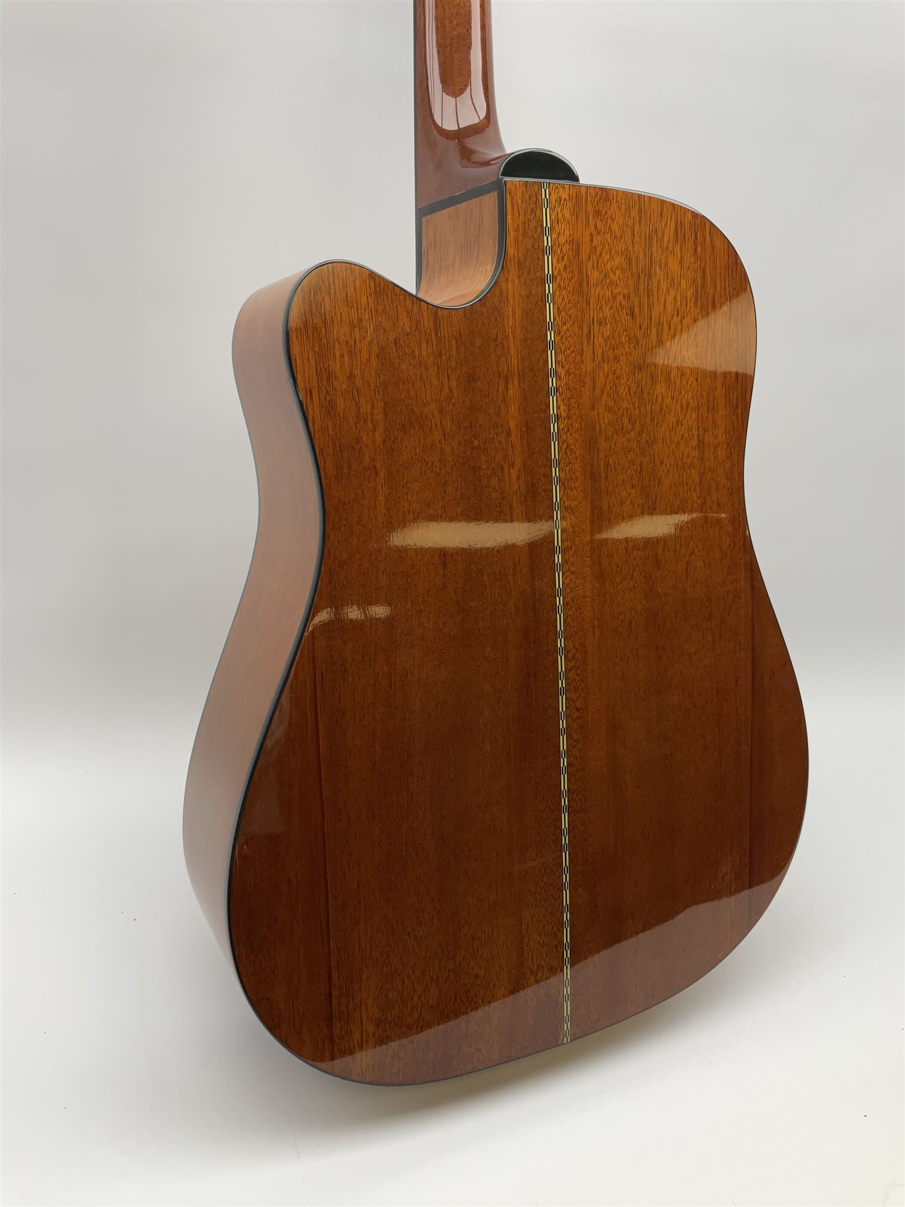 Fender model DG-20CE NAT semi-acoustic guitar with mahogany back and sides and spruce top, serial no. 03035336, L104cm, in fitted carrying case