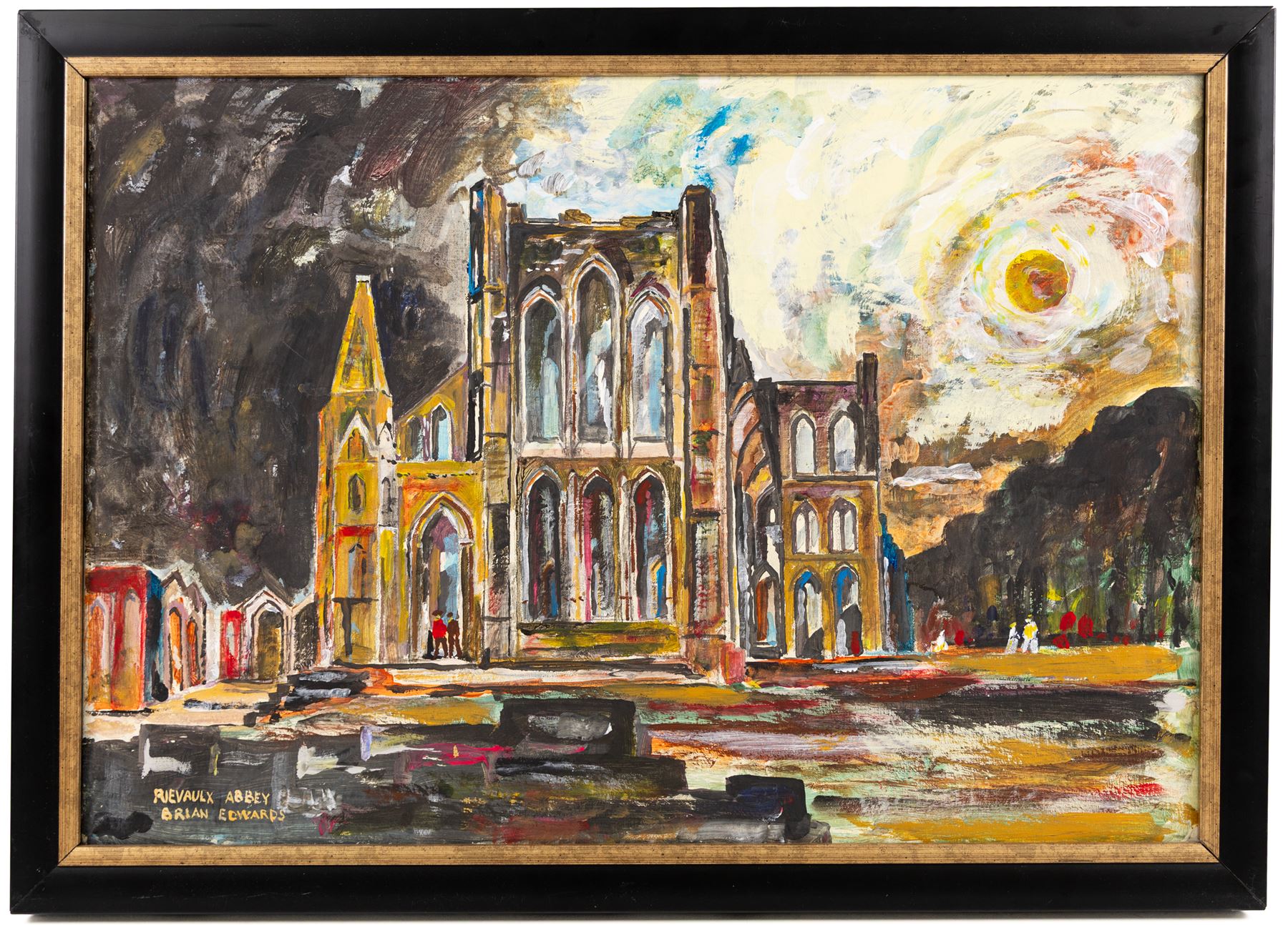 Brian Edwards (British 1944-): 'Rievaulx Abbey 1', acrylic on canvas signed, titled verso 44.5cm x 64.5cm
Notes: Dr Brian Edwards is Emeritus Professor of Architecture at ECA Edinburgh University. He is the author of the book ‘Understanding Architecture through Drawing’, has exhibited at the Edinburgh Festival, the RSA and architecture section of the RA Summer Exhibition. As a retired architect, his paintings explore the interface between art and architecture