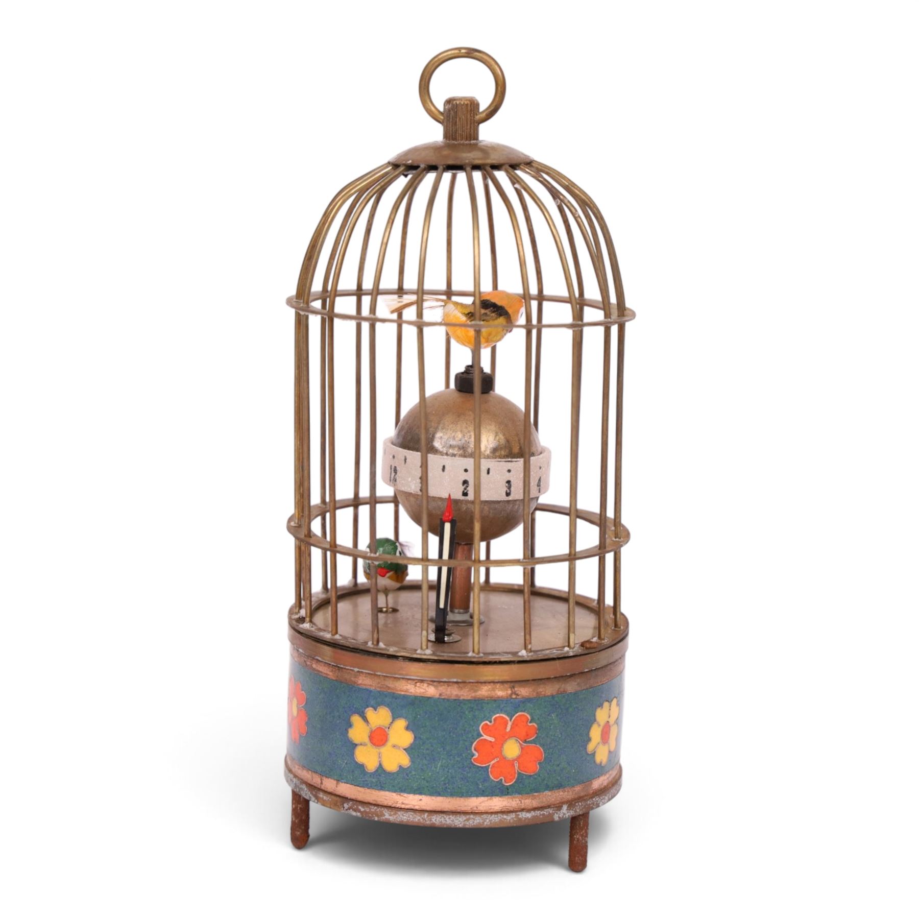 Modern bird cage automaton clock, with clockwork movement, H19cm