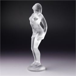 Lalique 'Josephine' frosted glass figure, modelled as a nude figure with her hands to her sides, marked Lalique France to base, H19.5cm