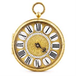 18th century French open face gilt verge fusee pocket watch by Jacques Panier, Paris, Egyp...