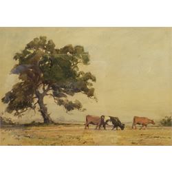 Alfred Wildsmith (British 1876-1936): Cattle Grazing, watercolour signed and dated 1921, 17cm x 25cm