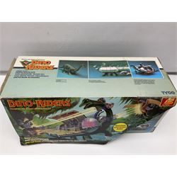Dino-Riders, 1980s Tyco Action GT Toys, Diplodocus with Questar, Mind-Zei and Aries Heroic DinoRiders; boxed