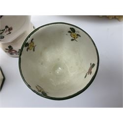 Royal Doulton part dinner service in Old Leeds Sprays pattern,  to include cheese dome, teapot and stand, egg cups etc, together with a selection of floral doilies.  