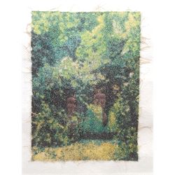 Karl Torok (Bradford 1950-2015): 'Rhododendron Path', fabric print signed titled numbered 1/15 and dated 1987 in pencil 30cm x 22cm (76cm x 55cm full sheet)