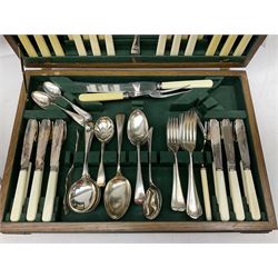 B & J Sippel Ltd, Sheffield, part canteen of plated and stainless steel cutlery together with another canteen of silver-plate cutlery by H Perovetz London in oak case