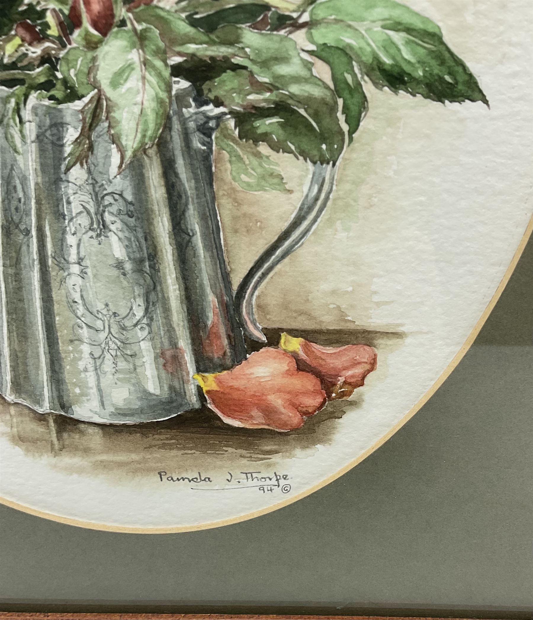 Susan Hoyle (British 20th century): Still Life of Daffodils, watercolour signed and dated 1992 together with Pamela J Thorpe (British 20th century): Still Life of Flowers in a Jug, watercolour signed and dated '94 max 46cm x 34cm (2)