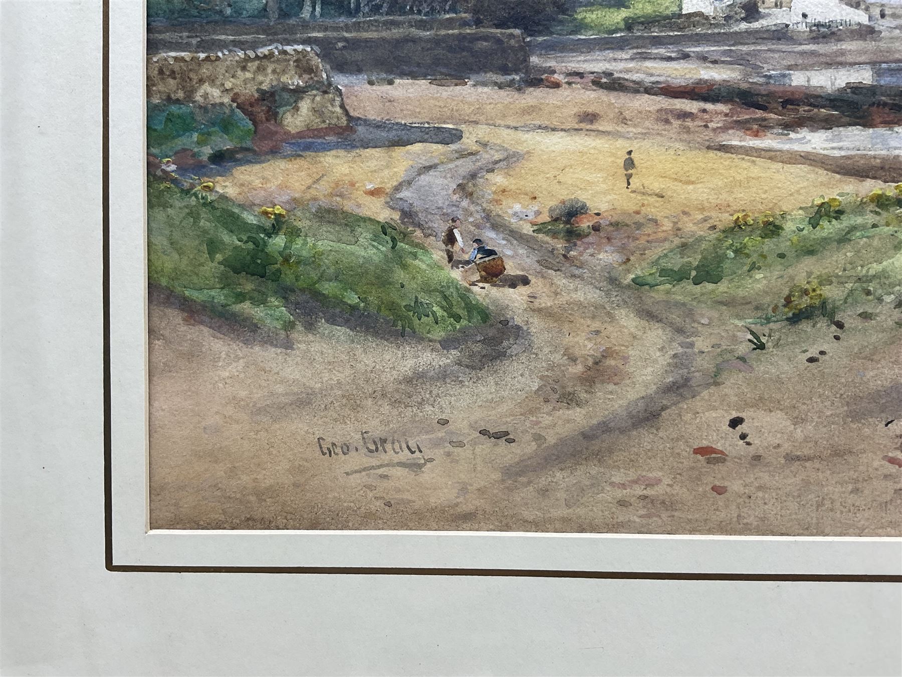 George Gray (Scottish 1880-1910): Scottish Inlet Village, watercolour signed 34cm x 45cm