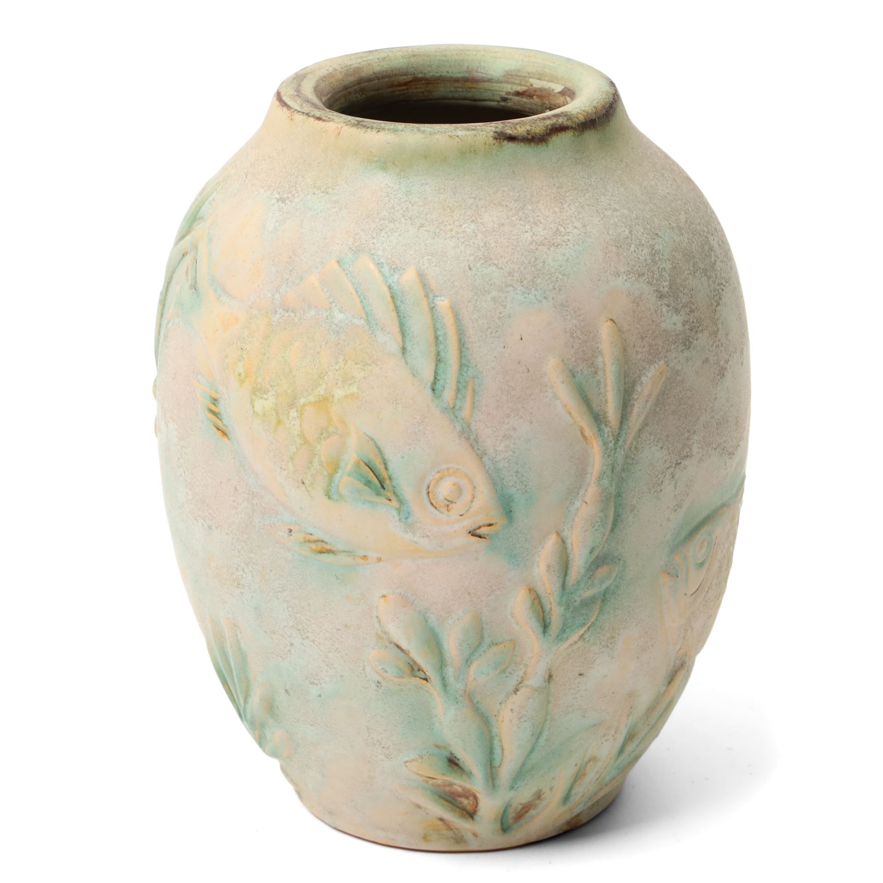 Collection of 1930s to 1940s Bourne Denby Danesby ware, with naturalistic decoration, vase H22.5cm (4)