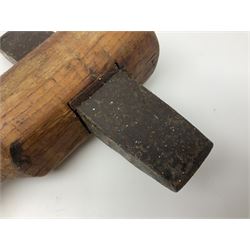 Post-War military type fireman's axe impressed 'PERKS 1953/54' with additional indistinct mark probably WD arrow, ash handle L39cm; and another stonemason's(?) double headed axe with mallet shaped shaft (2)