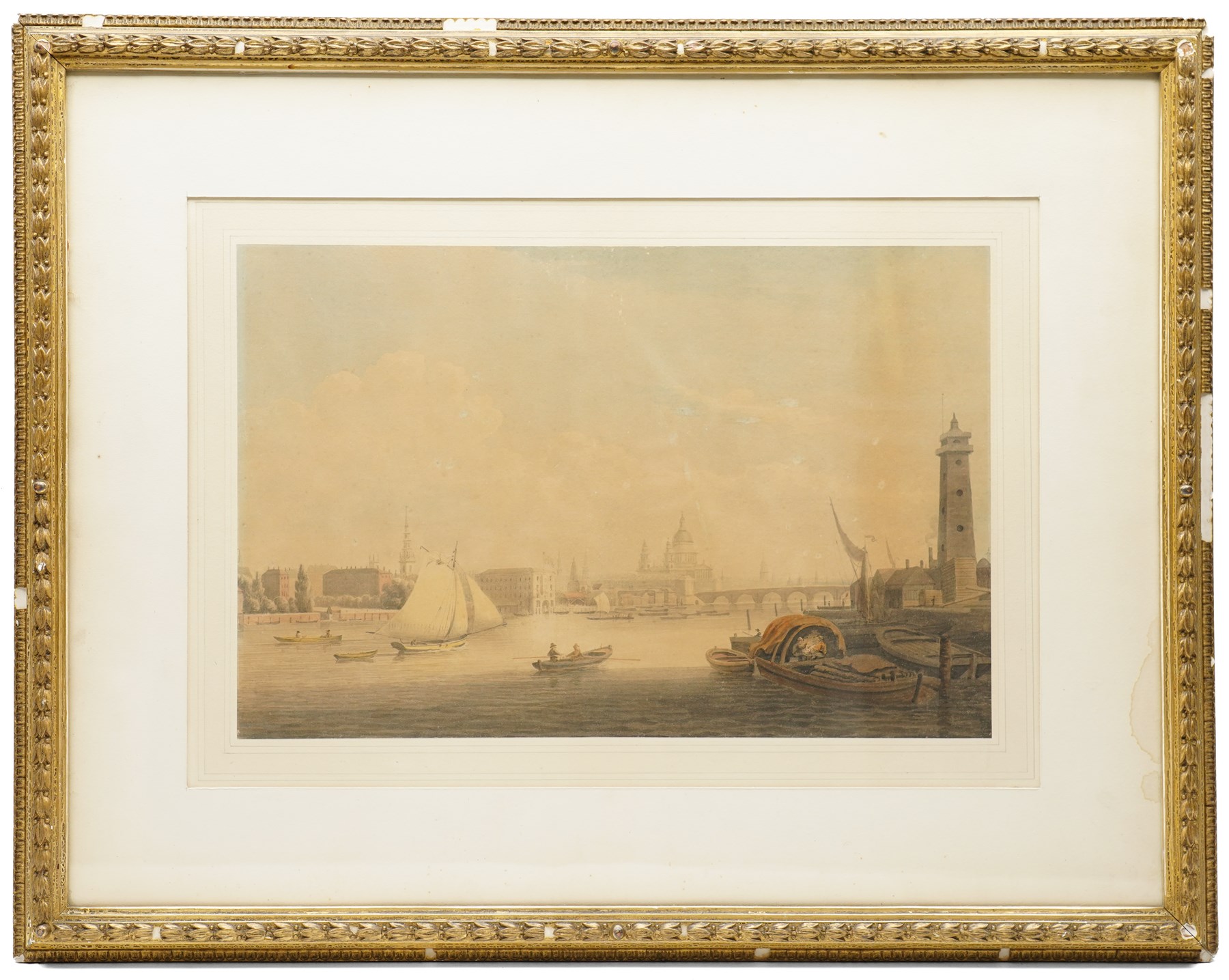Attrib. Gideon Yates (British 1790-1840): River Thames towards Blackfriars Bridge, watercolour unsigned 30cm x 46cm