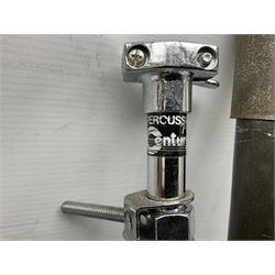 Spanish BM acoustic guitar with mahogany back and sides and spruce top L101cm; in cello carrying case; Roland foot pedal and two Yamaha foot pedals; tin D# organ pipe; folding music stand etc