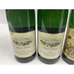 Willi Schaefer, 2016, Graacher Domprobst Riesling Auslese, 750ml, 7.5% vol, two bottles, and Fritz Haag, 2014, Brauneberger Juffer Sonnenuhr, 750ml, 7.5% vol, two bottles 