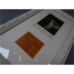  Ballet - photo of Margot Fonteyn as Odine, signed Margot Fonteyn Arias and a ticket from Scarborough Futurist Sat. 31st January 1976 and another photo signed 'To dearest Olga? with.... Margot, both framed 24cm x 19.5cm (2)  