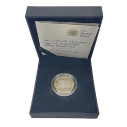 The Royal Mint United Kingdom 2010 ''4th Olympiad London' silver proof piedfort two pound coin, cased with certificate