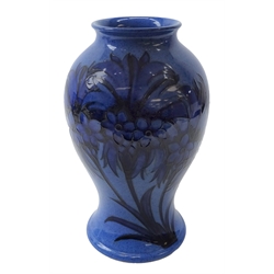  Moorcroft Cornflower pattern vase on powder blue ground, painted blue signature and impressed marks, H32cm   
