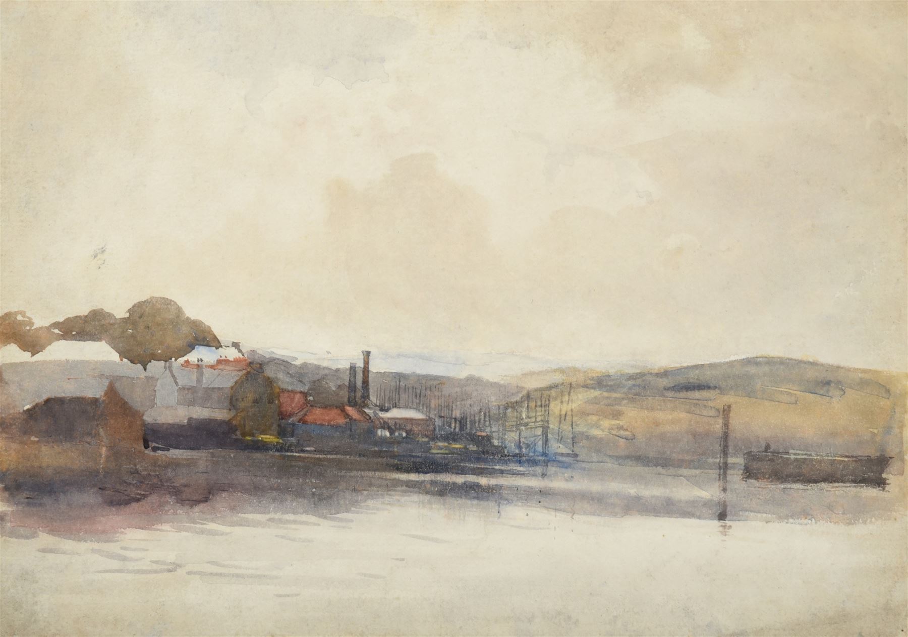 Edward Enoch Anderson (Staithes Group 1878-1961): 'Turnbull's Shipyard' Whitby, watercolour unsigned 17cm x 25cm 
Provenance: with T B & R Jordan Fine Art Specialists, Stockton on Tees, from the artist's daughter Stella's collection, label verso