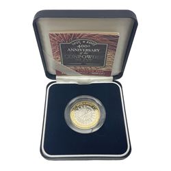 The Royal Mint United Kingdom 2005 ''400th Anniversary of the Gunpowder Plot' silver proof piedfort two pound coin, cased with certificate