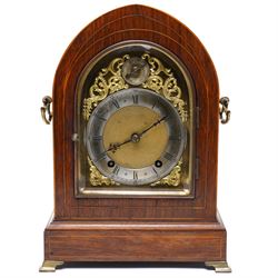 Winterhalder and Hofmeier-Early 20th century Edwardian 8-day German lancet clock, glazed d...