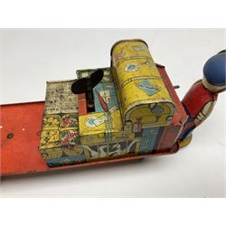 Wells Brimtoy 'Mr. Porter and his Truck' clockwork lithographed tin-plate mechanical toy L30.5cm