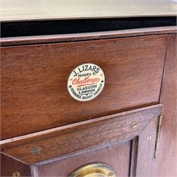 Victorian brass and mahogany 'Model C Challenge' magic lantern projector by J. Lizars, with long and short lenses, bears inset maker's plaque, L50cm excluding lenses (lacking burner)