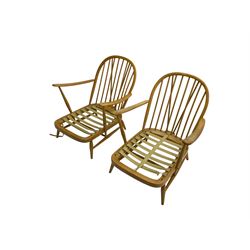 Ercol - 'Windsor' three seat settee (W175cm, H77cm); and pair ercol 'Windsor' easy armchairs (W70cm, H77cm), (no cushions, frames only)