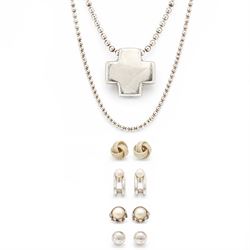 Tiffany & Co. silver jewellery - four pairs of stud earrings including two pearl set, one ...