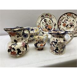 Masons Ironstone bowl commemorating Silver Jubilee, limited edition, together with Masons Mandalay pattern jug and two plates, and other similar ceramics