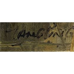 Yangping (Chinese 20th century): Ladder Street Hong Kong, oil on canvas signed 57cm x 42cm