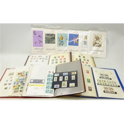  Collection of World stamps in five albums/folders and six French postage month/year packs, in one box   